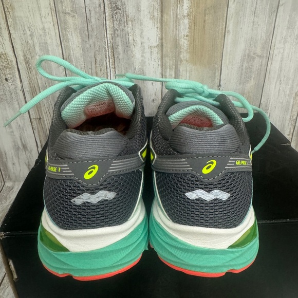 Asics Women Gel-Pulse 7 T5F6Q Gray Yellow Mint Running Sneakers Size 7 - Picture 8 of 9